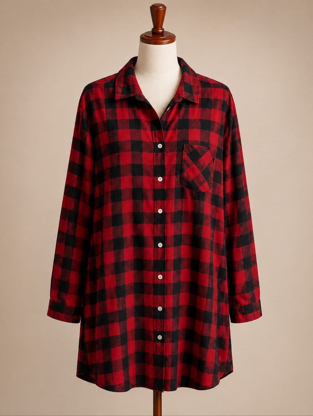 Plaid Shirt Dress Cotton XL